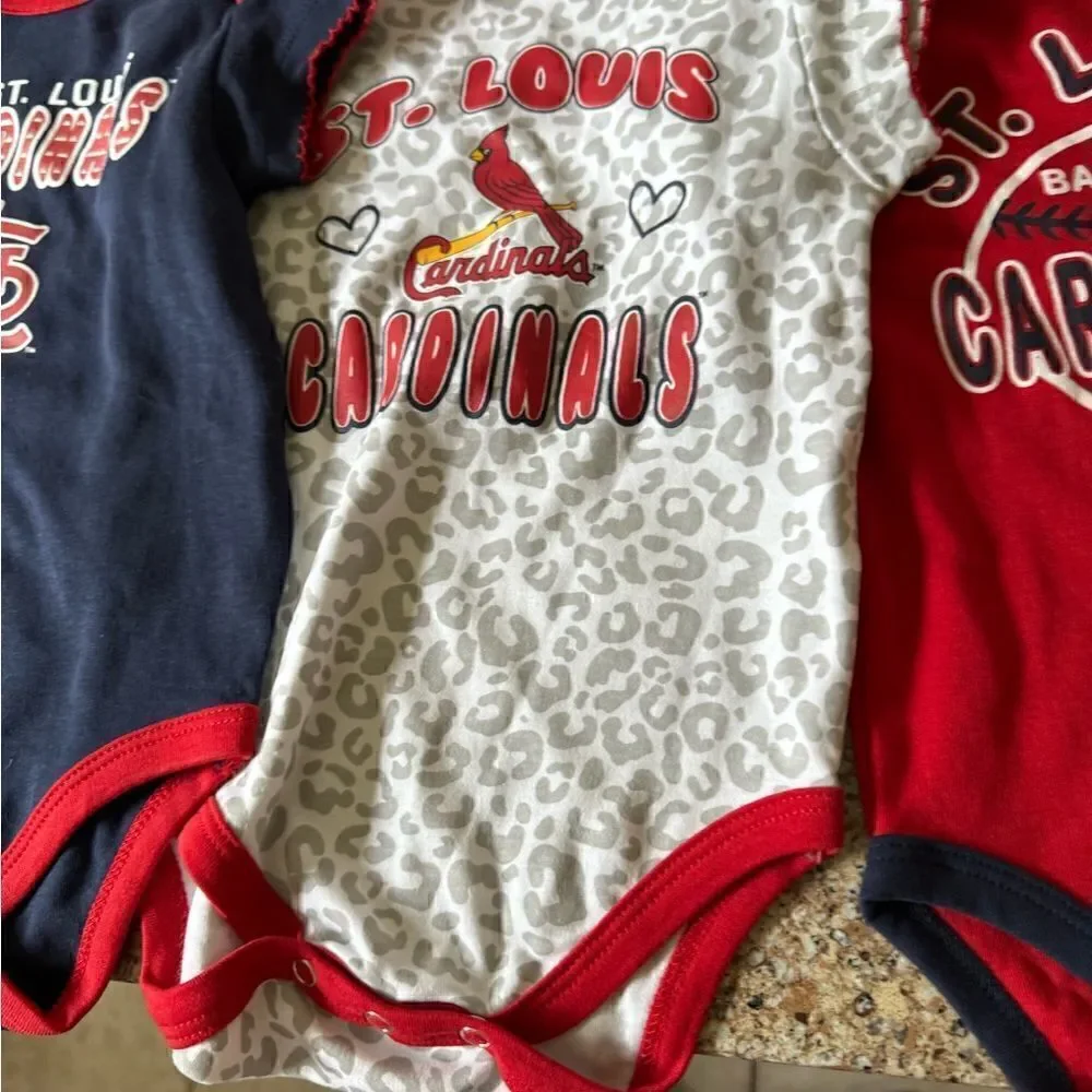 MLB Major League Baseball St.Louis Cardinals Girls Baby Onzie Lot of 3 NWT 6-9M